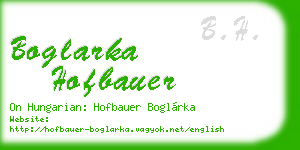 boglarka hofbauer business card